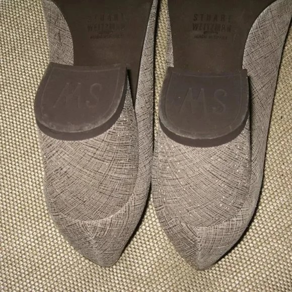 ❤️STUART WEITZMAN GRAY CHUNKY HEEL AND POINTY TOE SHOES SZ 6 - Picture 5 of 6